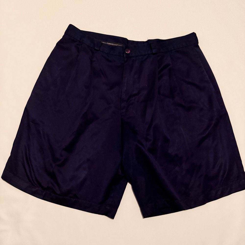 Avid Shorts Mens 38 Navy Blue Vintage 90s Pleated Made in USA Relaxed Fit